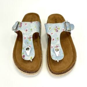 Olivia Miller Sandal Size 6 Thong-Toe Blue Adjustable Strap Padded Footbed New